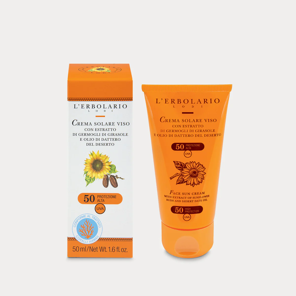 Слънцезащитен крем за лице SPF50 Слънце и свеж въздух Слънцезащитен крем за лице SPF50 Слънце и свеж въздух L’Erbolario тубичка