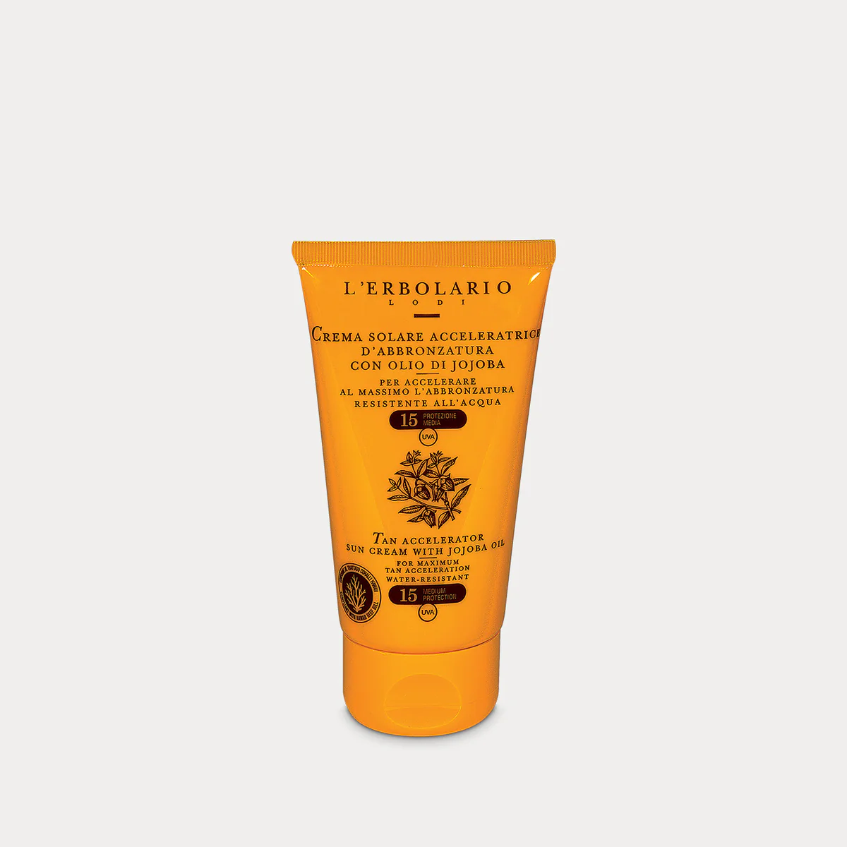 Слънцезащитен крем за ускоряване на тена SPF15 Слънце и свеж въздух Слънцезащитен крем за ускоряване на тена SPF15 Слънце и свеж въздух L’Erbolario тубичка
